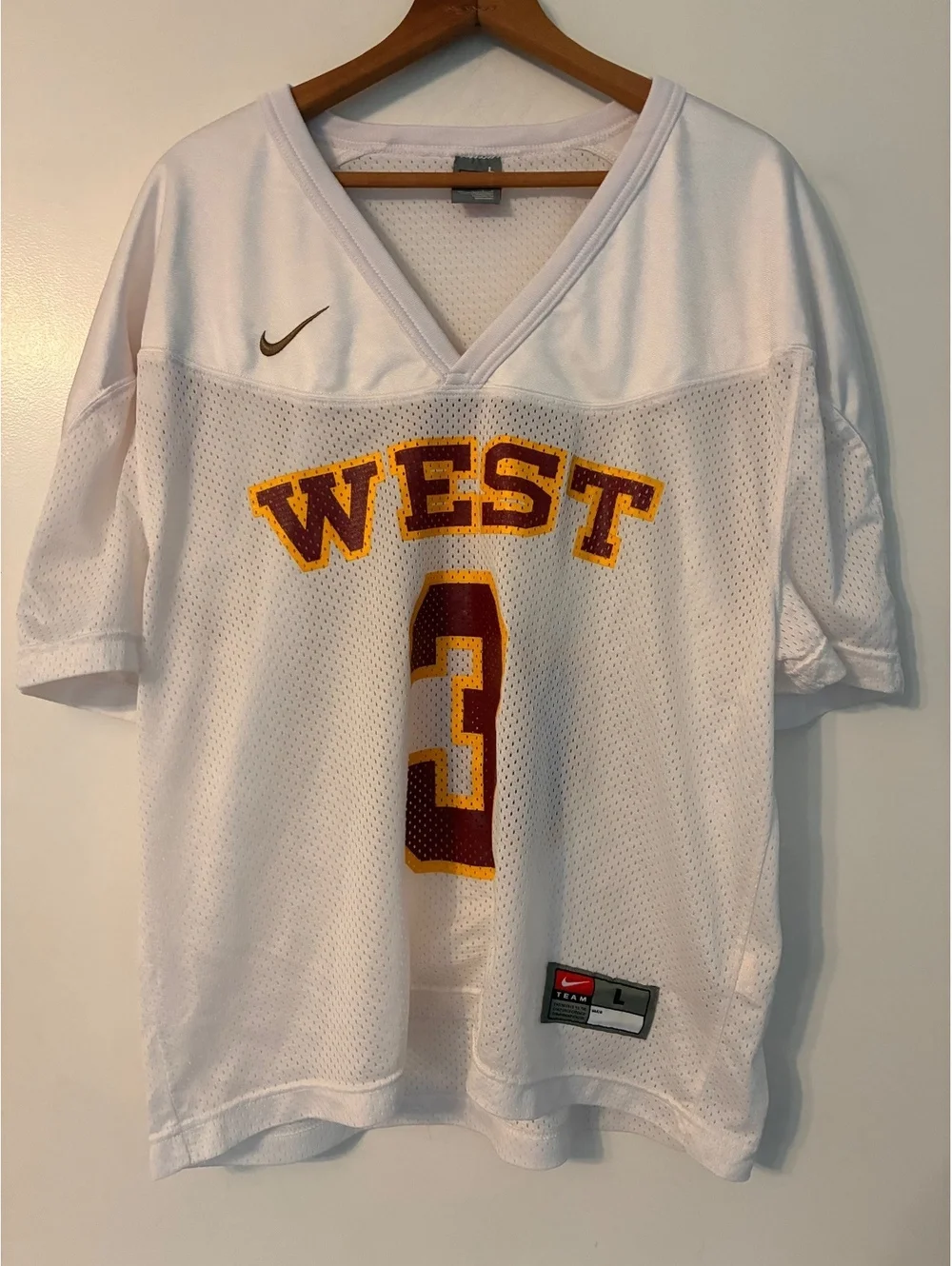 Vintage Nike Team West #3 Youth Large Football Jersey Y2K